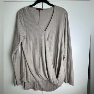 Splice long sleeve lightweight beige shirt